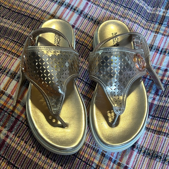 Michael Kors Metallic Gold Cut-Out Sandals - Picture 1 of 4